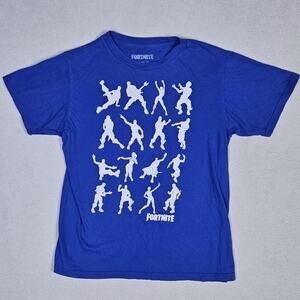 Fortnite T Shirt Youth Teens XL Blue Fortnite Dancing Emote Short Sleeve Graphic